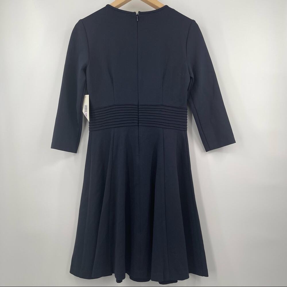 ELIZA J Dress Navy Cocktail Formal Business Wedding Pleated Long Sleeve NWT SZ 6 - Picture 3 of 13